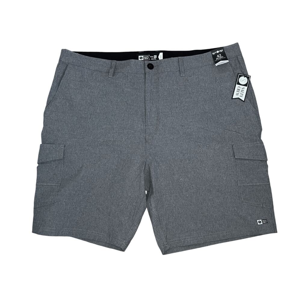 NWT Salty Crew Drifter 2 Cargo Shorts Men's 42 Grey Stretch Mid Length